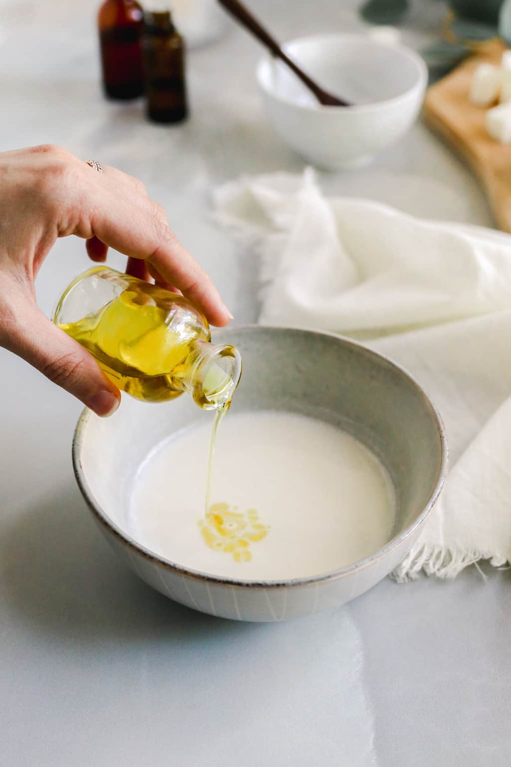 Add moisturizing oil to melt and pour soap
