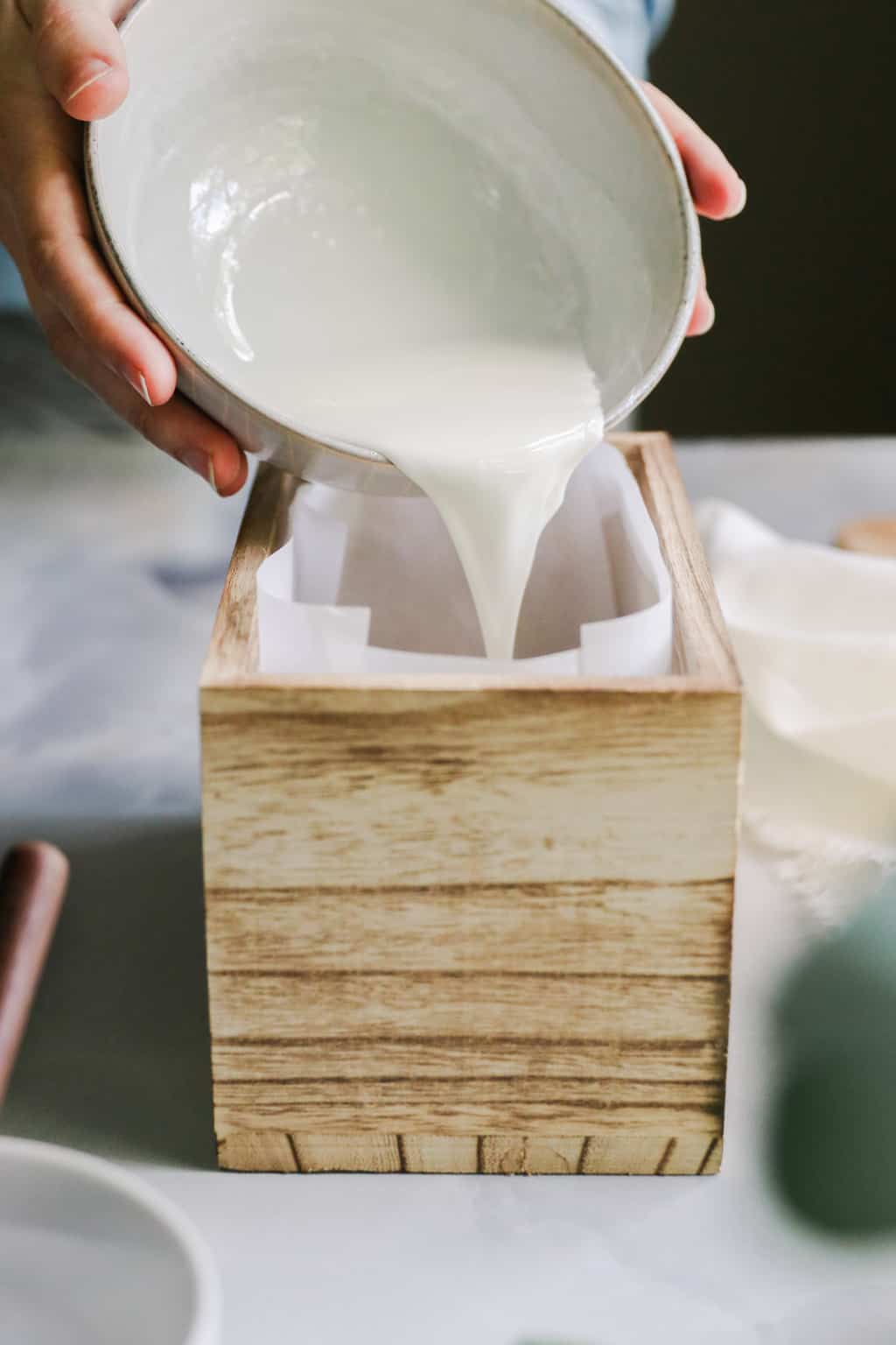Pour melt and pour soap into soap loaf mold