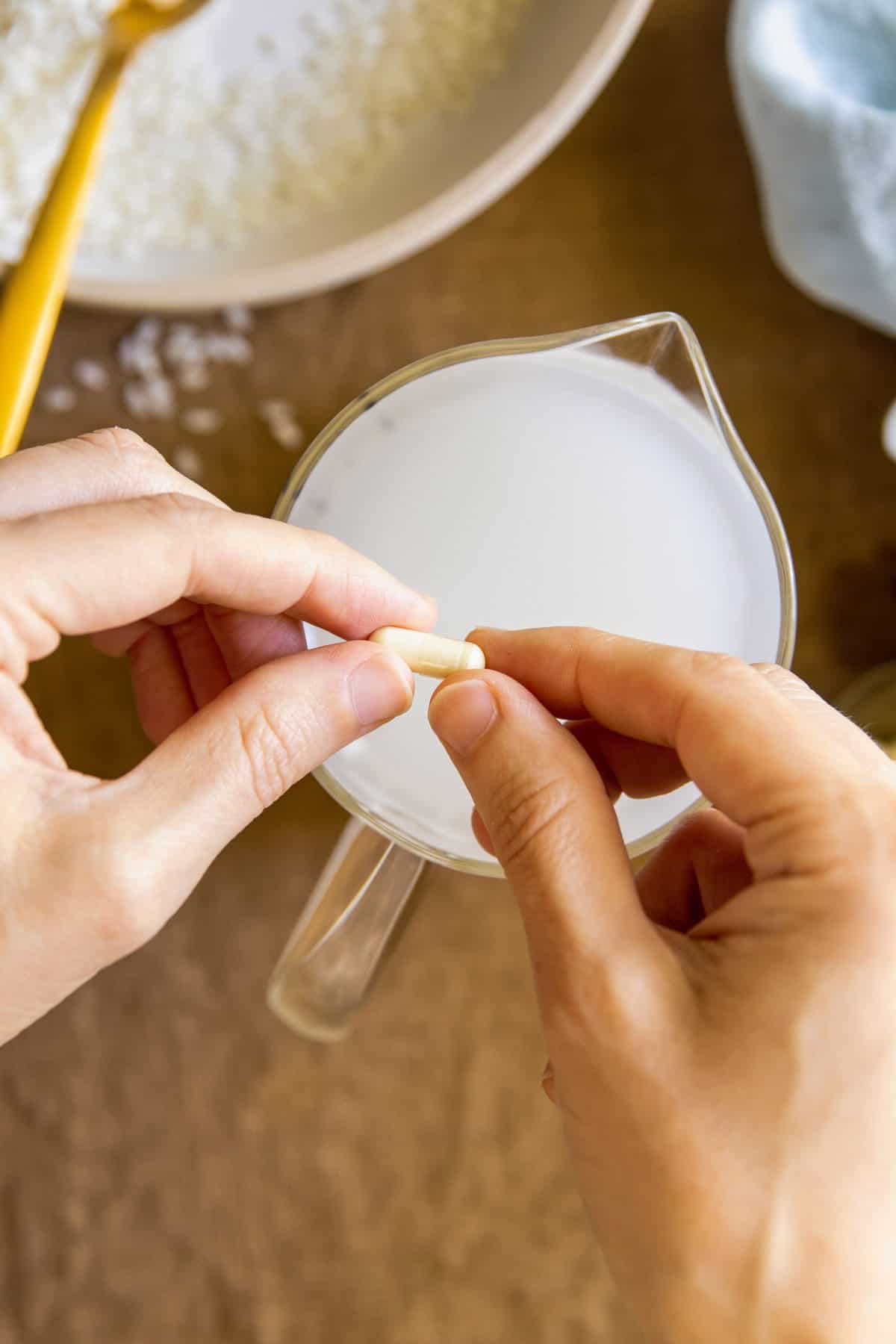 Add niacinamide capsule to rice water toner